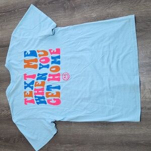NEW! PORT & COMPANY Light Blue Graphic 'Text Me When You Get Home' T-Shirt